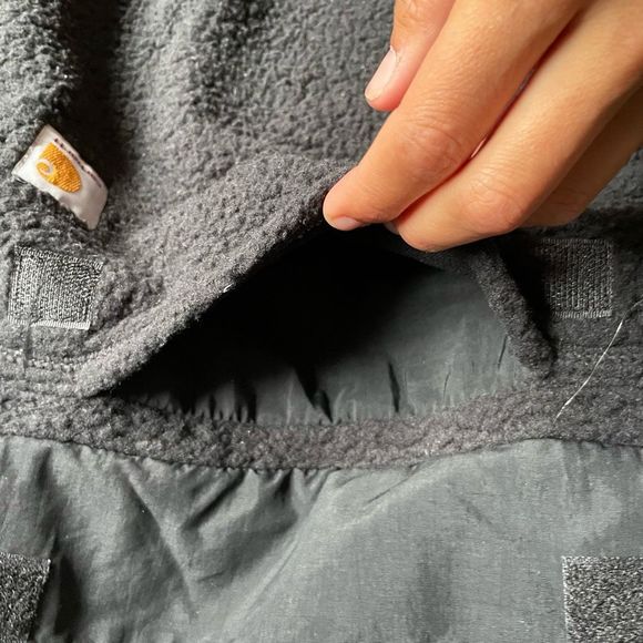 Carharrt Women's Pullover M Relaxed Fit Black Tan Fleece 1/4 Button Pocket Warm - Picture 10 of 14